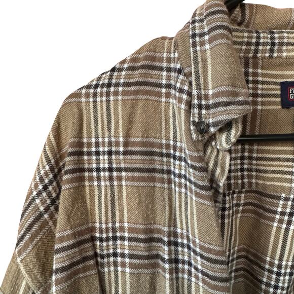 Vintage Faded Glory Flannel Shirt Mens L Brown Plaid High Low Hem Y2K Grunge - Picture 8 of 11